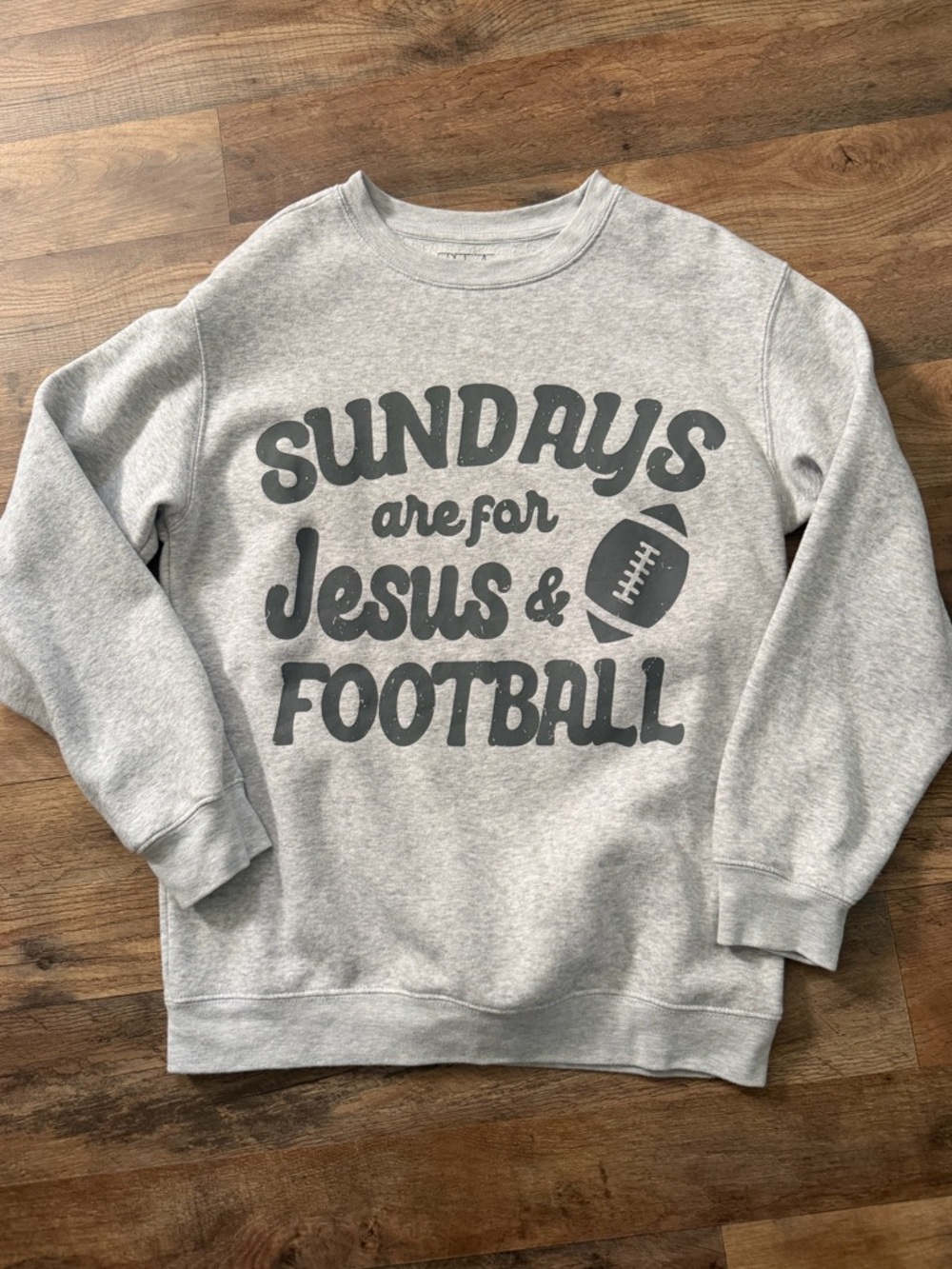 Sundays Are For Jesus & Football Gray Crewneck Sweatshirt S/M